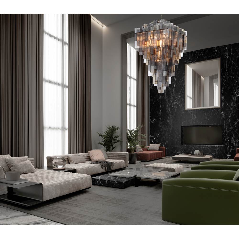 Eurofase Altesa, Chandelier, 46-light, 59'', Chrome, Mixed Glass
