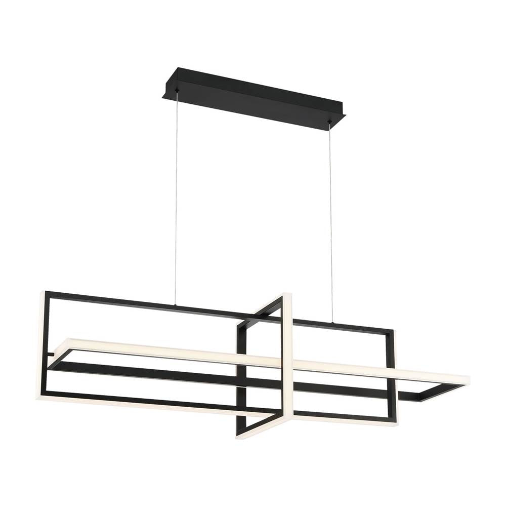 Eurofase 39323-019 Matte Black Bordo, Chandelier, 3-light, 38'', Matte Black, White Acrylic Image 1