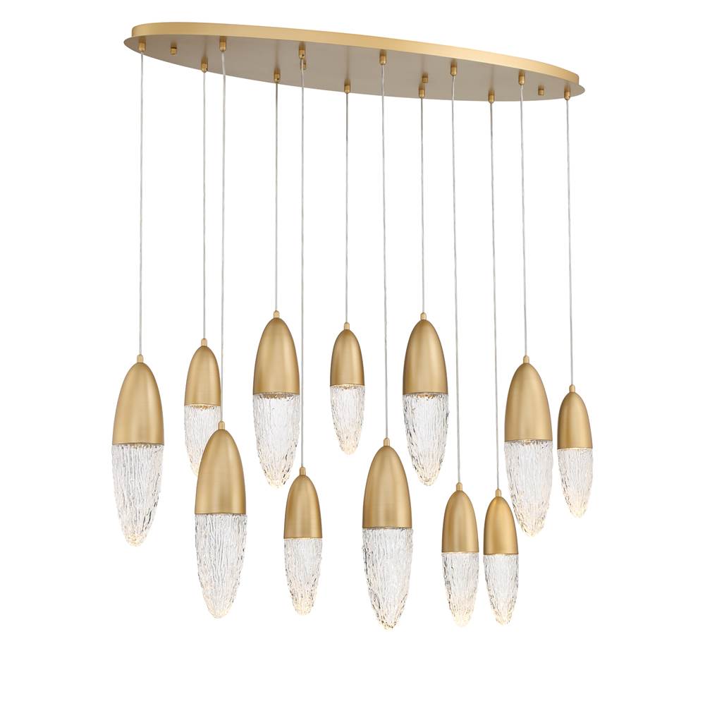 Eurofase 43861-035 Satin Gold Paint Ecrou, Chandelier, 12-light, 44'', Satin Gold Paint, Clear Glass Image 2