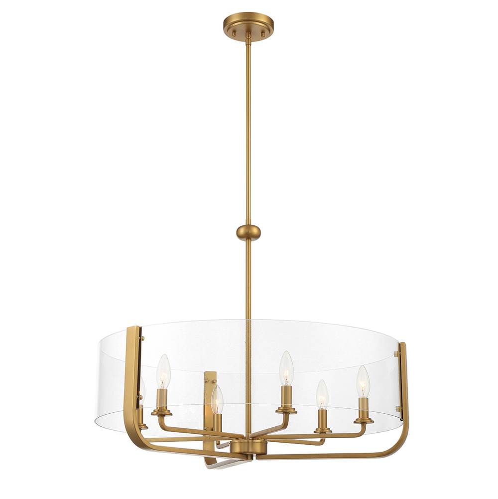 Eurofase 38155-017 Gold Campisi, Chandelier, 6-light, 28'', Gold, Clear Glass Image 1