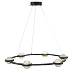 Eurofase Circolo, Chandelier, 6-light, 36'', Matte Black, Clear Glass
