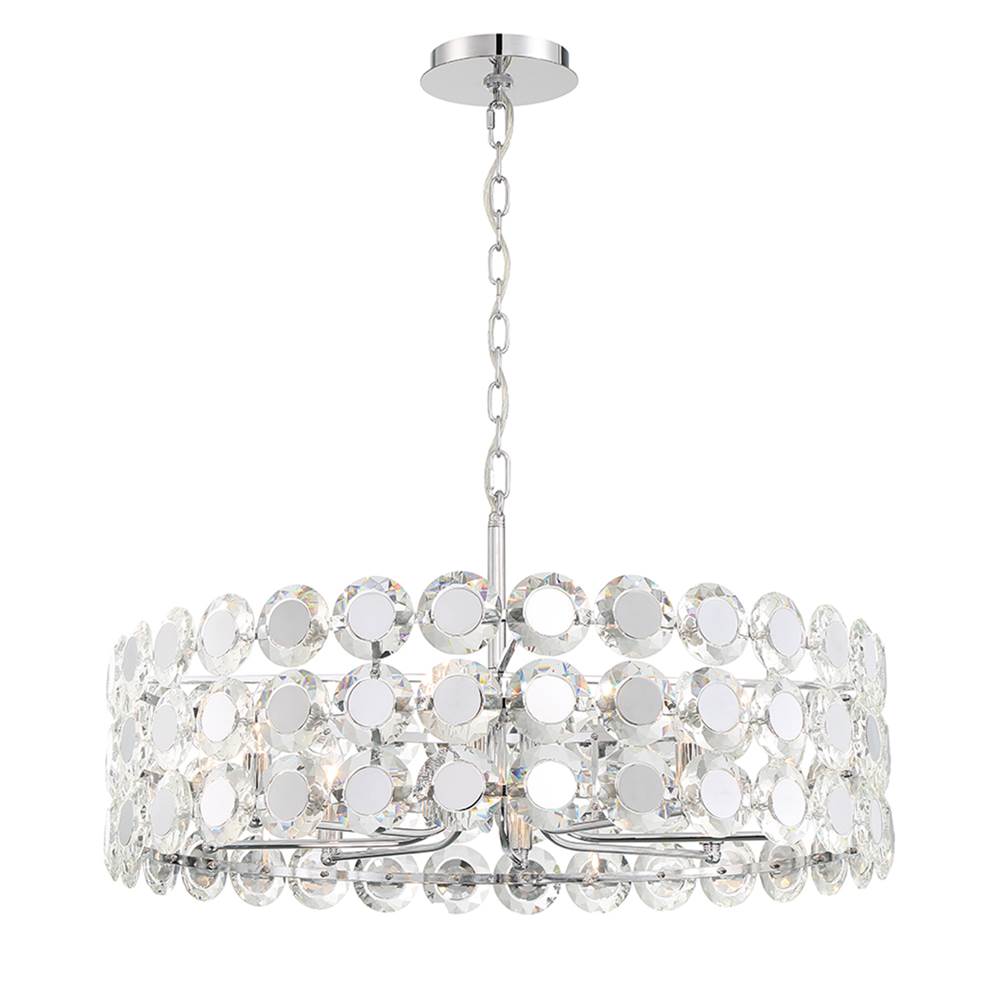 Eurofase Perrene, Chandelier, 8-light, 32'', Chrome, Clear Glass