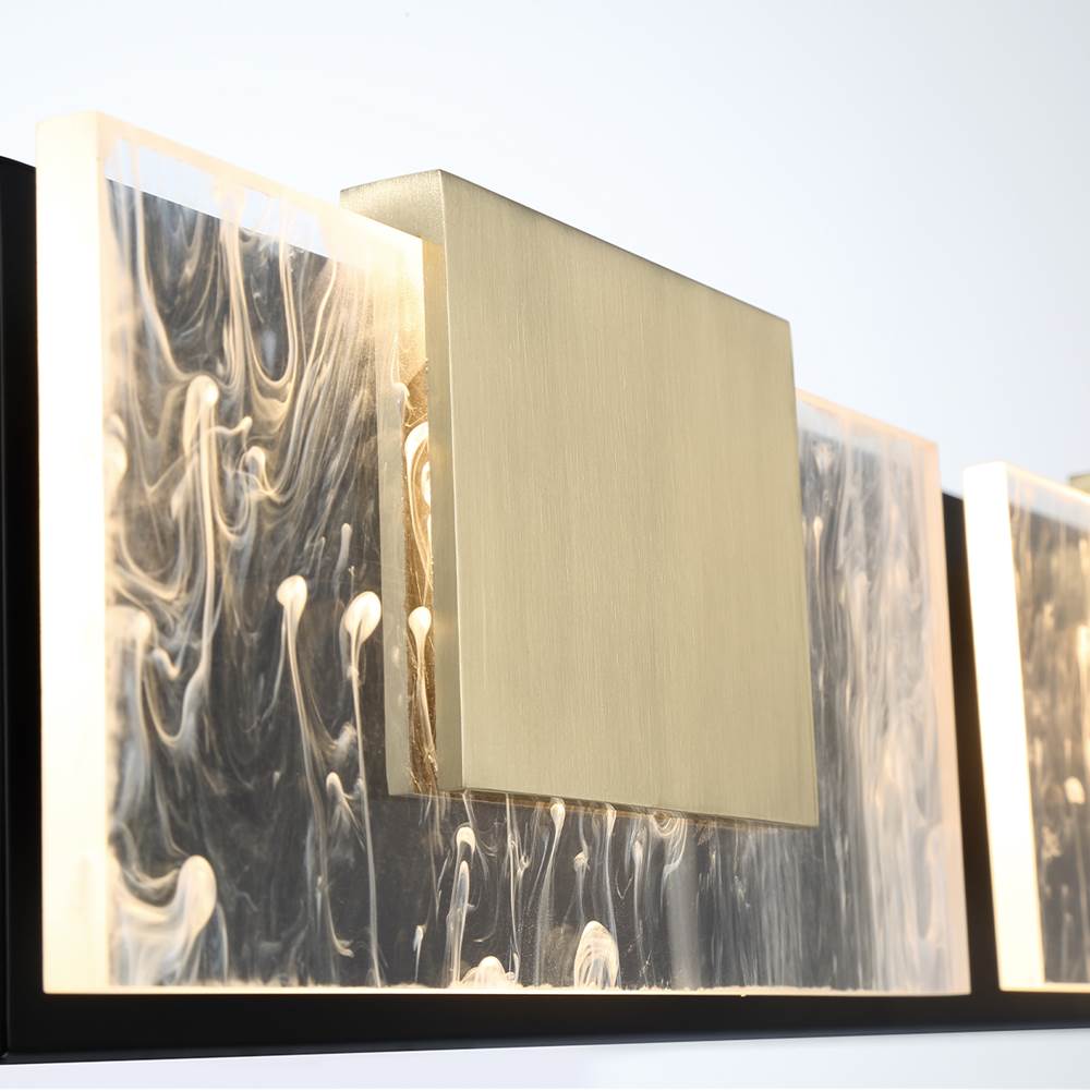 Eurofase 45346-019 Gold Black Mix Kasha, Vanity, 3lt, 28'', Gold-black Mix, Clear-white Acrylic Image 3
