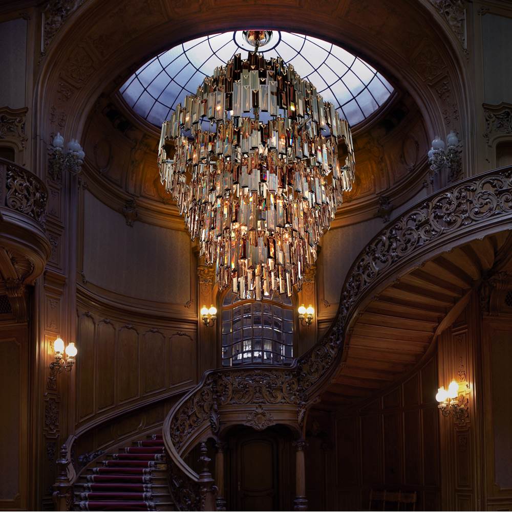 Eurofase 31889-018 Chrome Vienna, Chandelier, 28-light, 48'', Chrome, Amber Glass Image 3