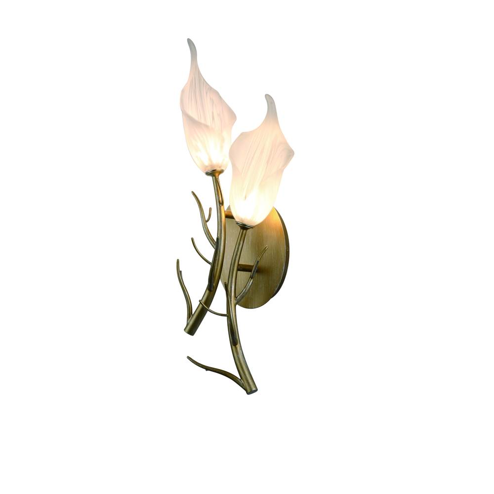 Eurofase Matera, Wall Sconce, 2-light, 21'', Antique Gold, White Glass