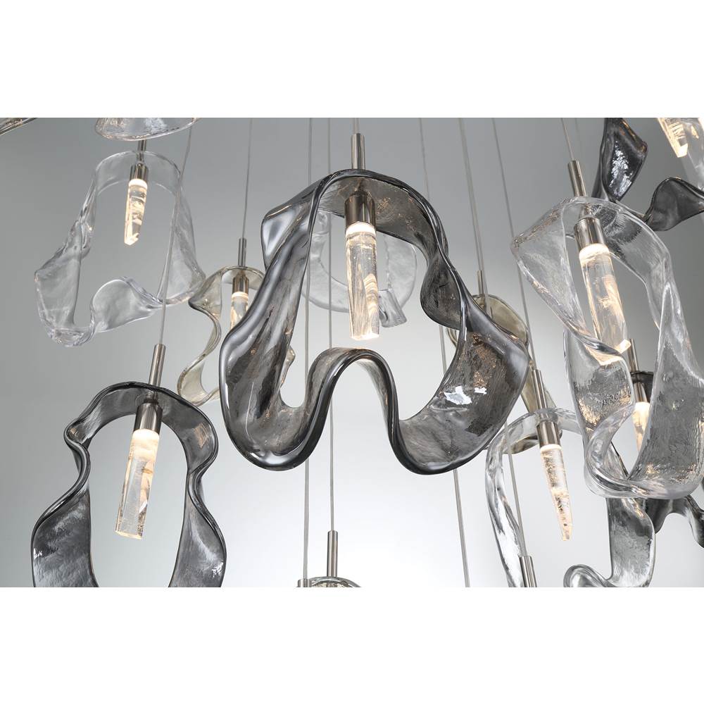 Eurofase Norah, Chandelier, 26-light, 39'', Polished Nickel, Mixed Glass