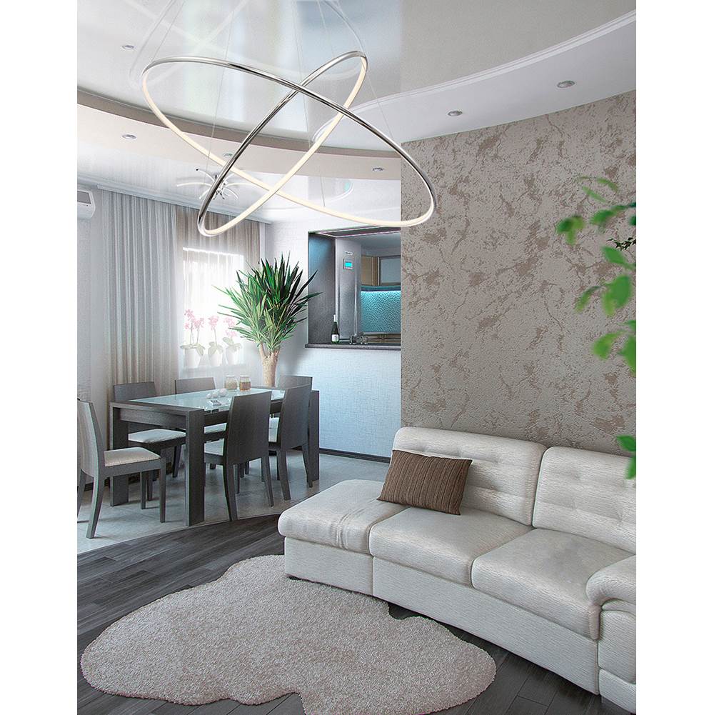 Eurofase 31861-014 Chrome Valley, Chandelier, 2-light, 32'', Chrome, White Acrylic Image 6