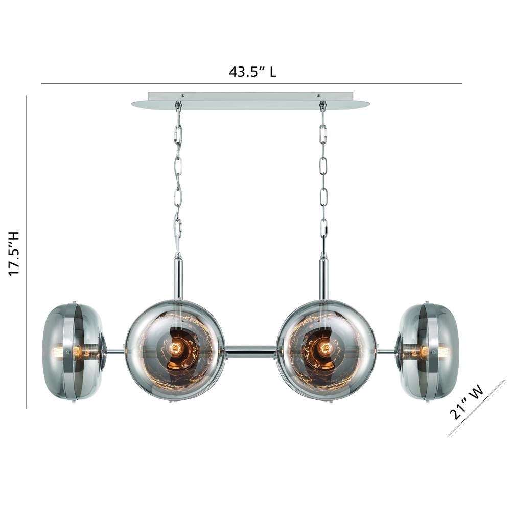 Eurofase 38130-022 Polished Nickel Nottingham, Chandelier, 6-light, 44'', Polished Nickel, Smoked Glass Image 2