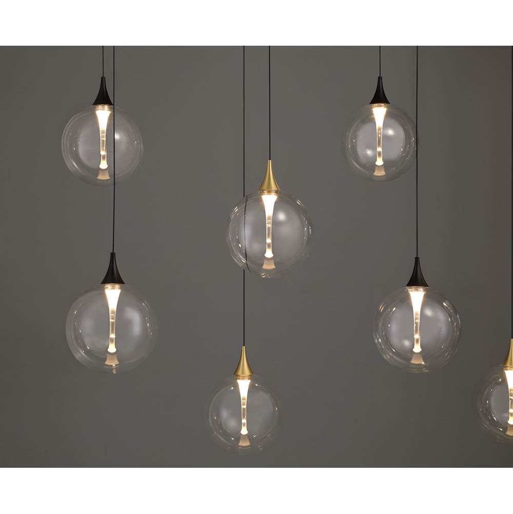 Eurofase Iissa, Chandelier, 14-light, 72'', Gold-black Mix, Clear Glass