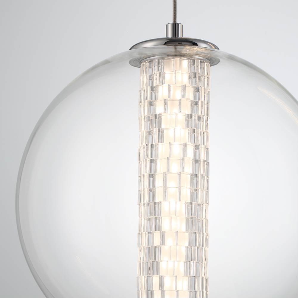 Eurofase Atomo, Pendant, 9'', Chrome, Clear Glass
