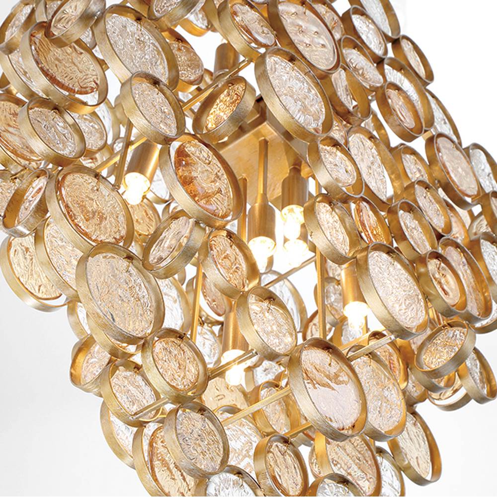Eurofase 34030-026 Gold Trento, Chandelier, 7-light, 25'', Gold, Amber Glass Image 8