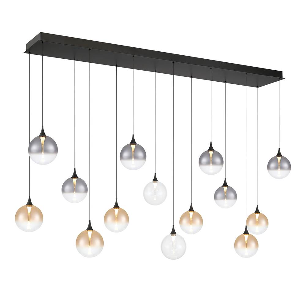 Eurofase Iissa, Chandelier, 14-light, 72'', Matte Black, Mixed Glass