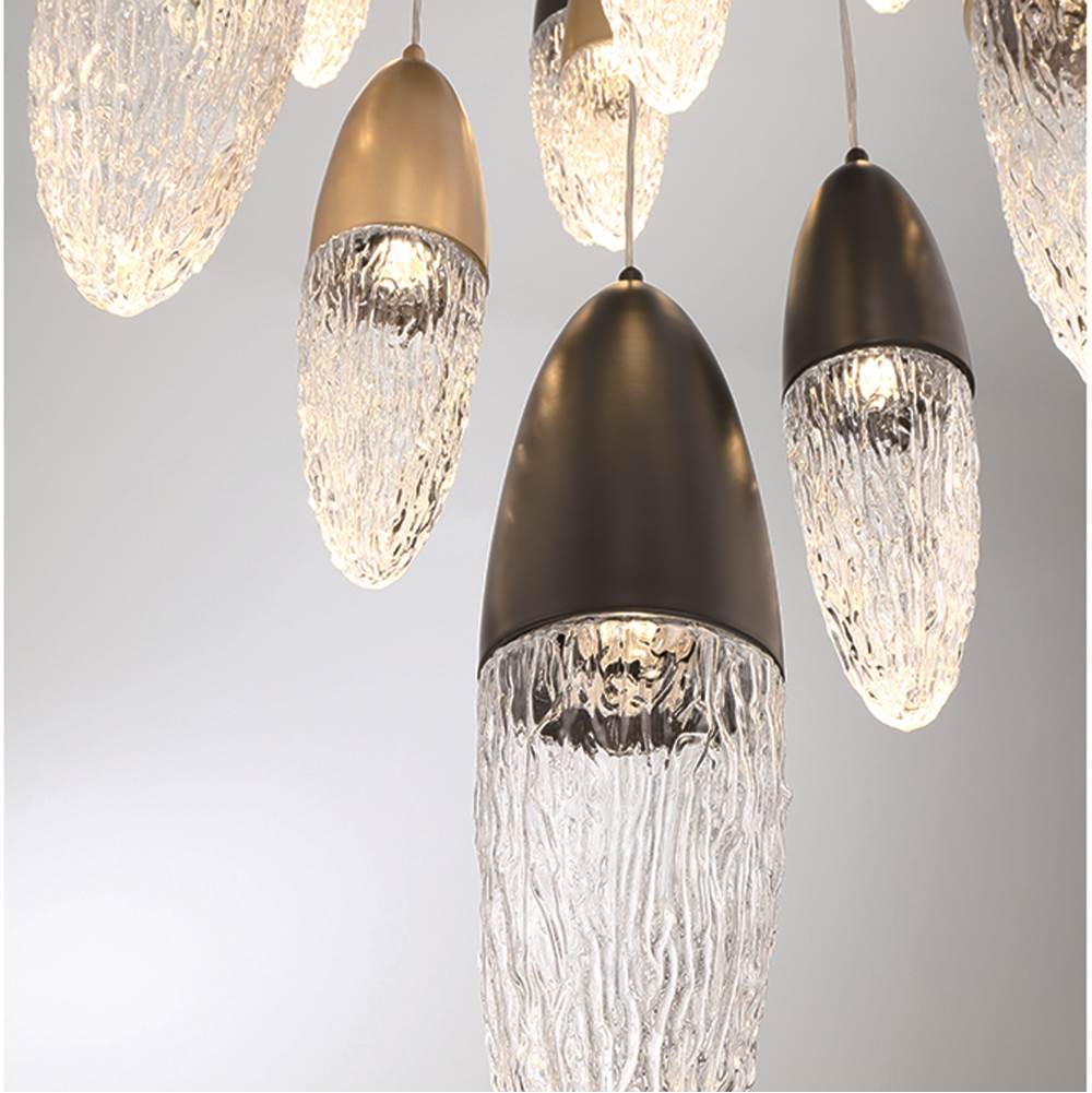 Eurofase 43859-041 Gold Black Mix Ecrou, Chandelier, 12-light, 30'', Gold-black Mix, Clear Glass Image 3