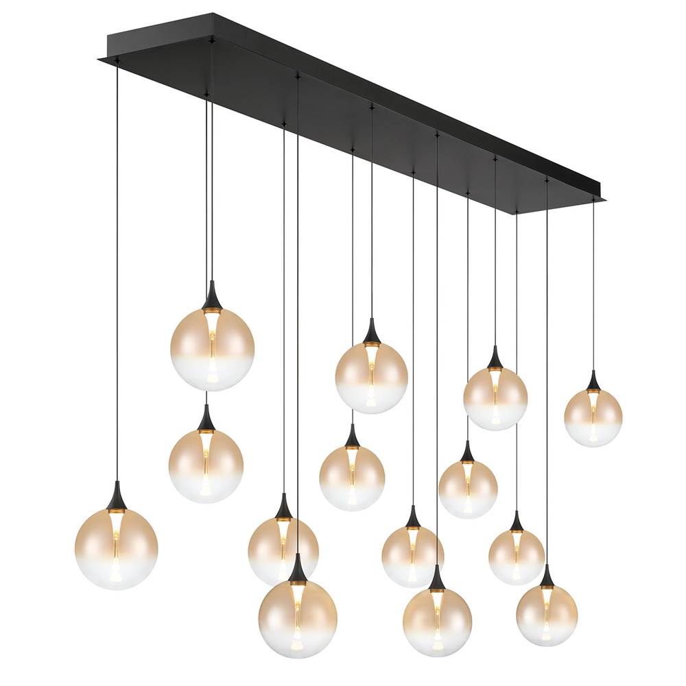 Eurofase 48939-034 Matte Black Iissa, Chandelier, 14-light, 72'', Matte Black, Amber Glass Image 1