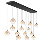 Eurofase 48939-034 Matte Black Iissa, Chandelier, 14-light, 72'', Matte Black, Amber Glass Image 1