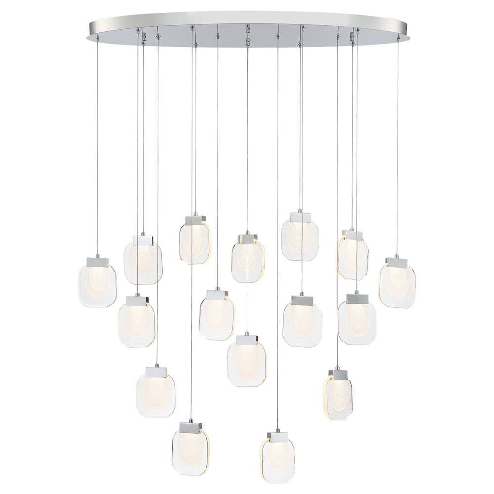 Eurofase Paget, Chandelier, 16-light, 44'', Chrome, Clear Glass
