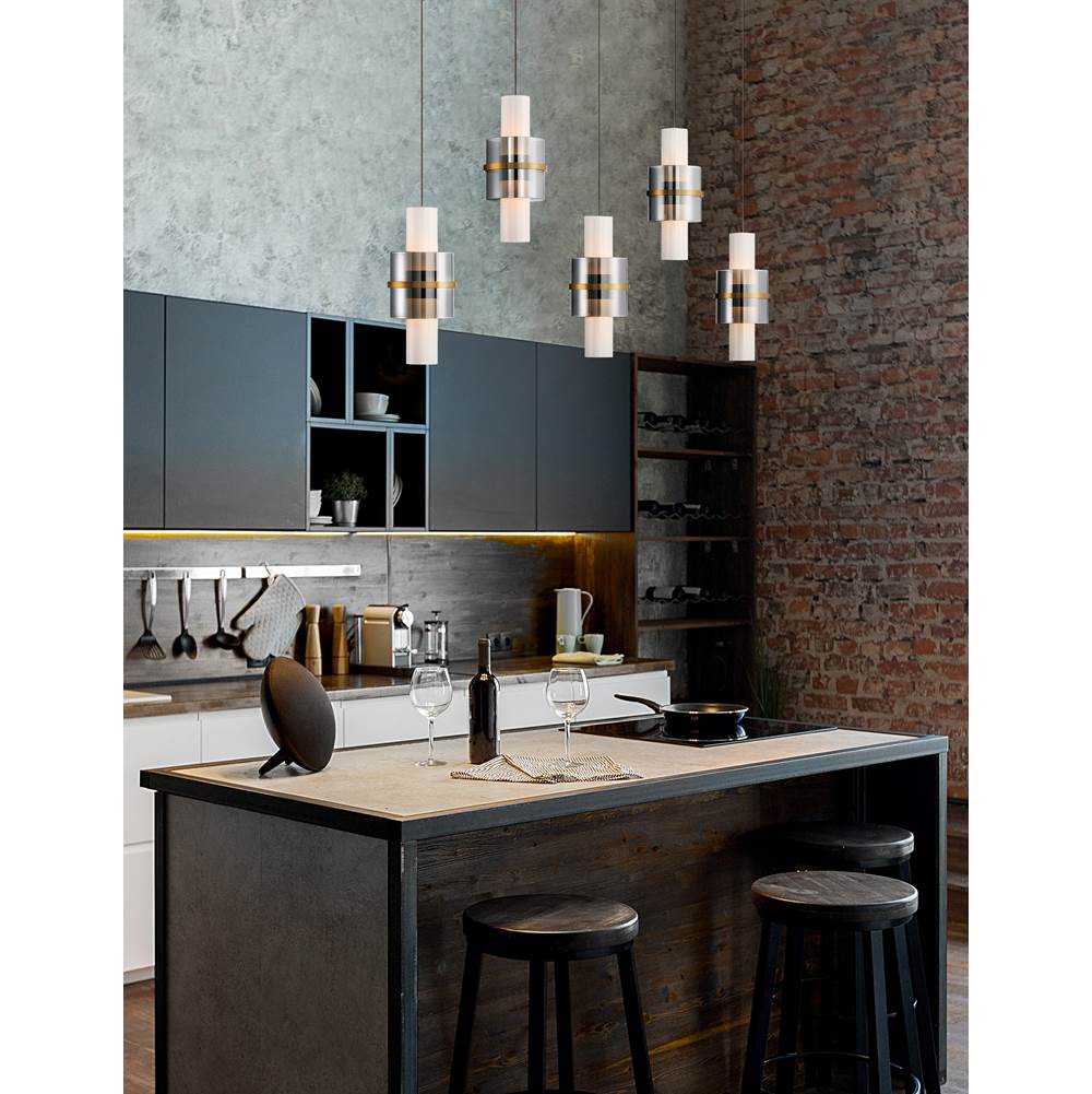 Eurofase 45595-011 Gold Rola, Chandelier, 5-light, 42'', Gold, White Glass Image 1