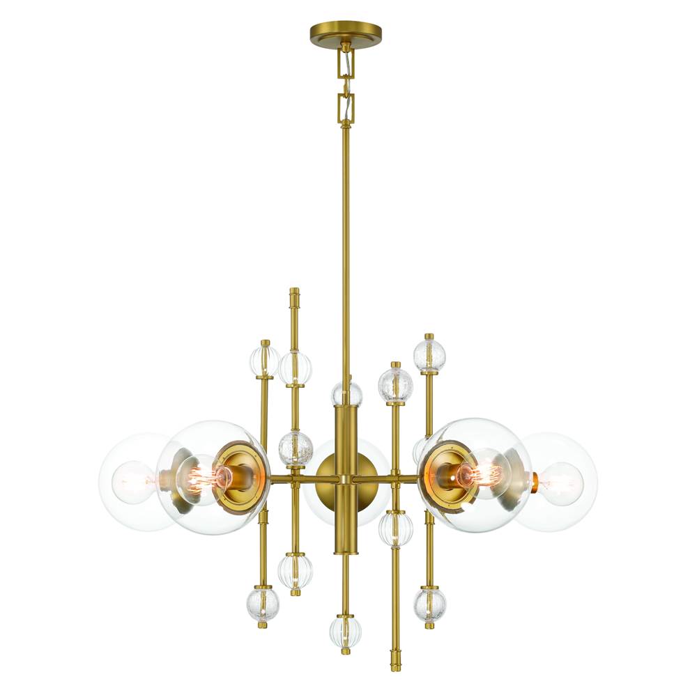 Eurofase 47221-017 Gold Traiton, Chandelier, 5-light, 36'', Gold, Clear Glass Image 1