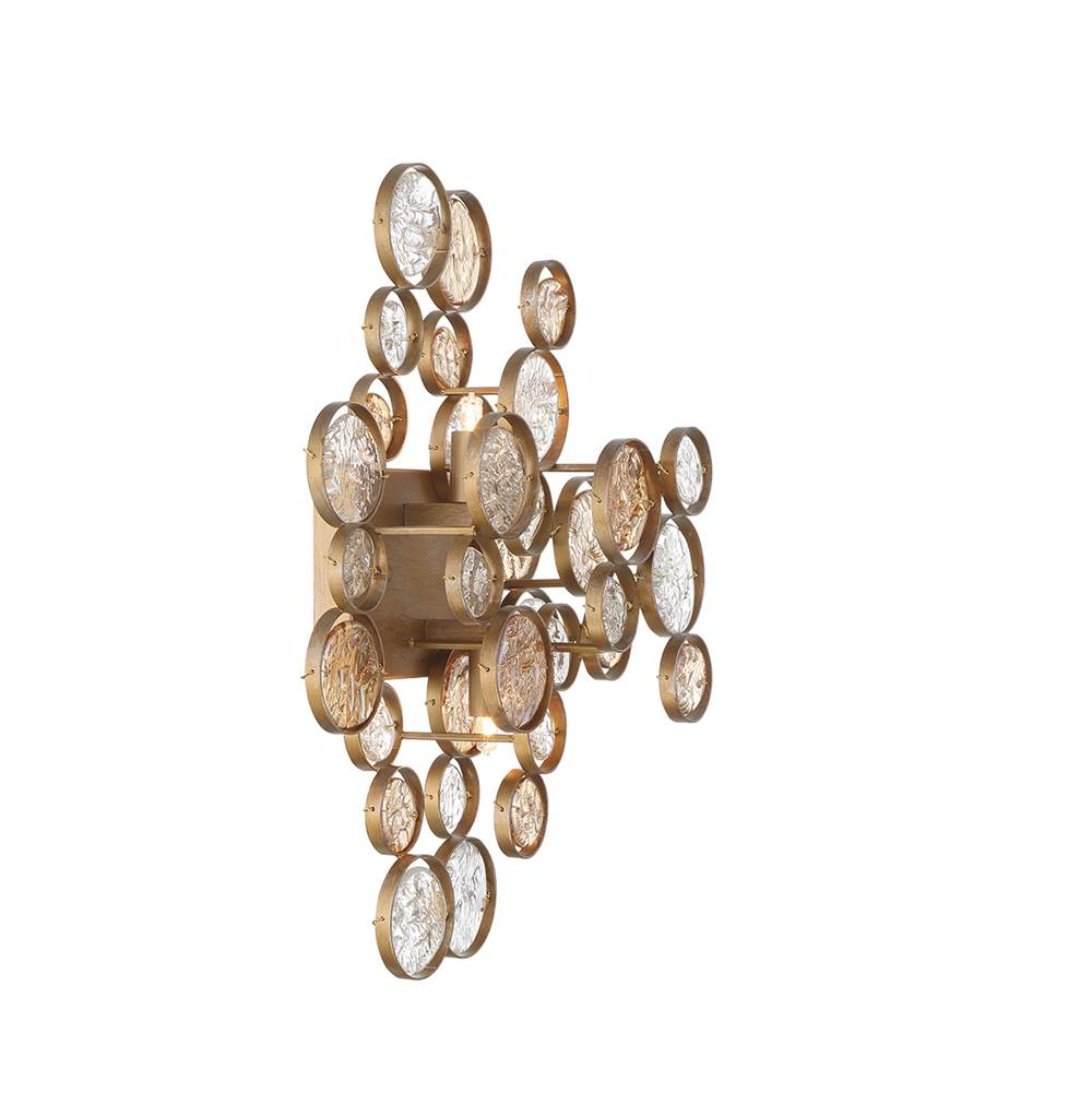 Eurofase Trento, Wall Sconce, 18'', Matte Gold, Clear-amber Glass