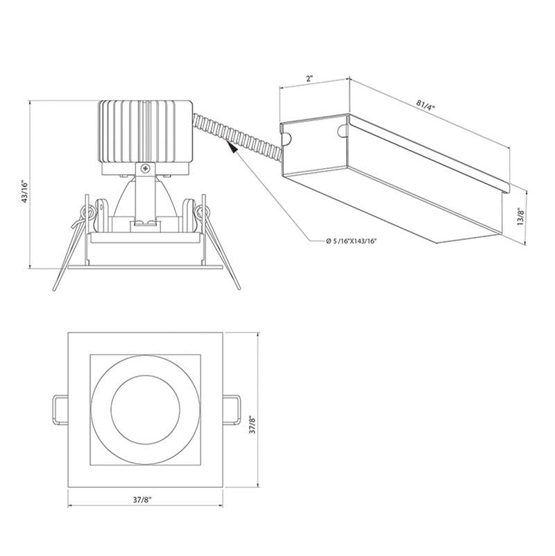 Eurofase Amigo 15w 1 Light Square Trim Downlight 3500k Black