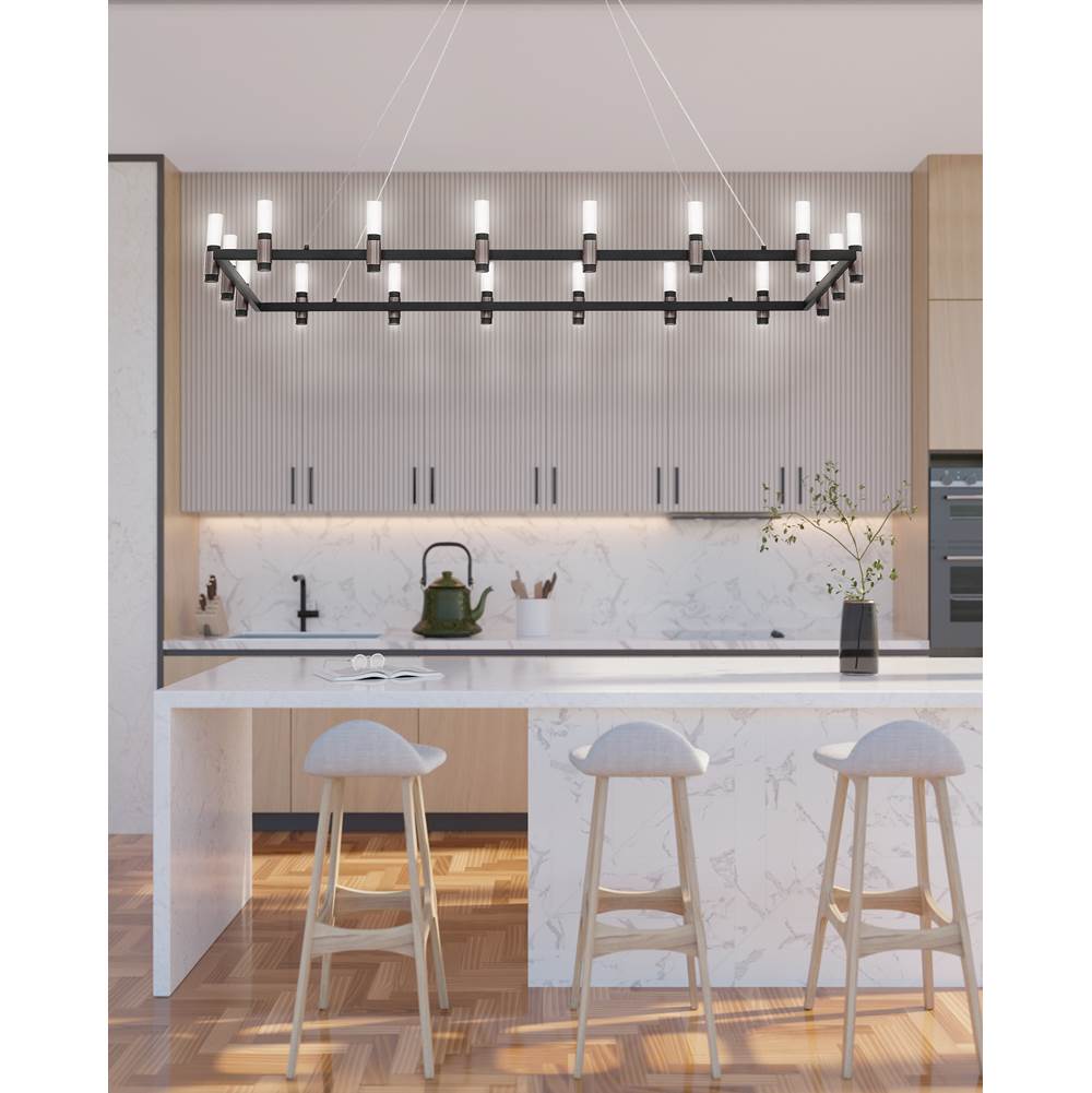 Eurofase 37048-013 Satin Nickel Black Mix Altamont, Chandelier, 18-light, 52'', Satin Nickel-black Mix, White Acrylic Image 4