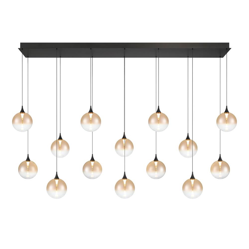 Eurofase 48939-034 Matte Black Iissa, Chandelier, 14-light, 72'', Matte Black, Amber Glass Image 3