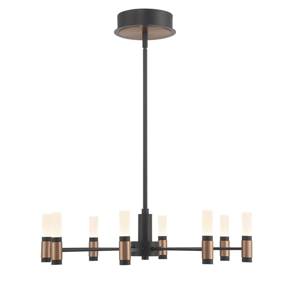 Eurofase Albany, Chandelier, 8-light, 24'', Brass-black Mix, White Acrylic