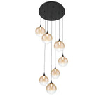 Eurofase 48929-035 Matte Black Iissa, Chandelier, 7-light, 21'', Matte Black, Amber Glass Image 5