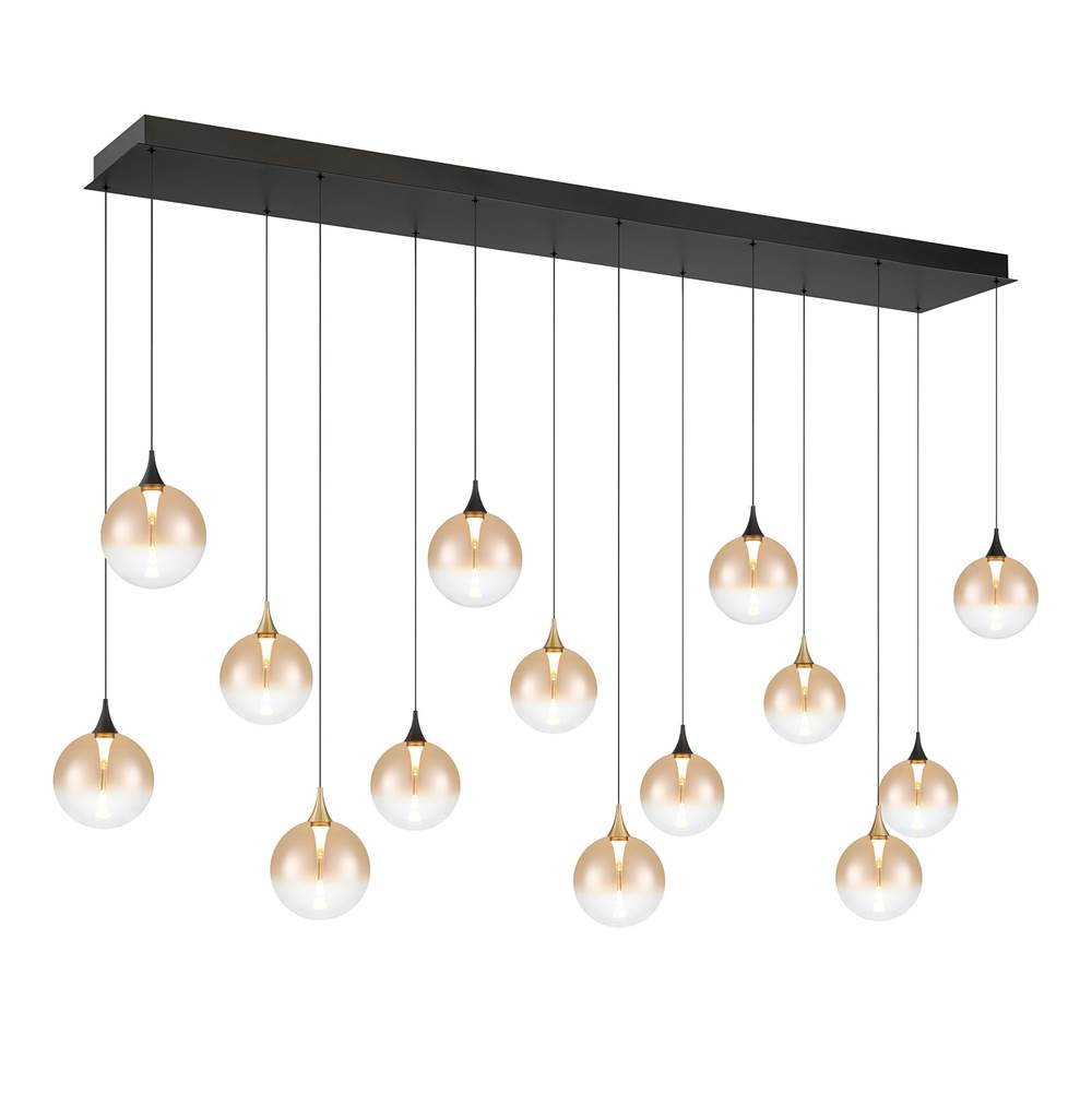 Eurofase 48940-030 Gold Black Mix Iissa, Chandelier, 14-light, 72'', Gold-black Mix, Amber Glass Image 5