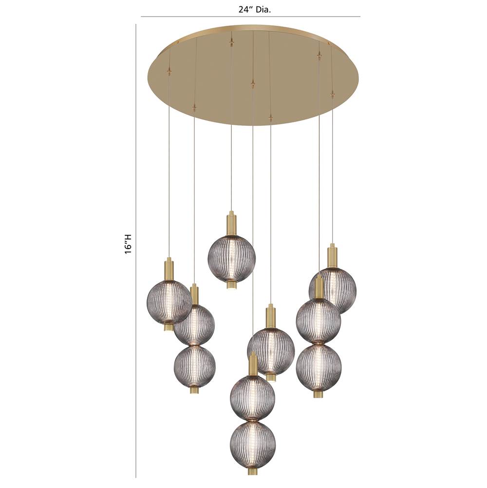 Eurofase 47191-013 Gold Palmas, Chandelier, 7-light, 30'', Gold, Smoked Glass Image 1