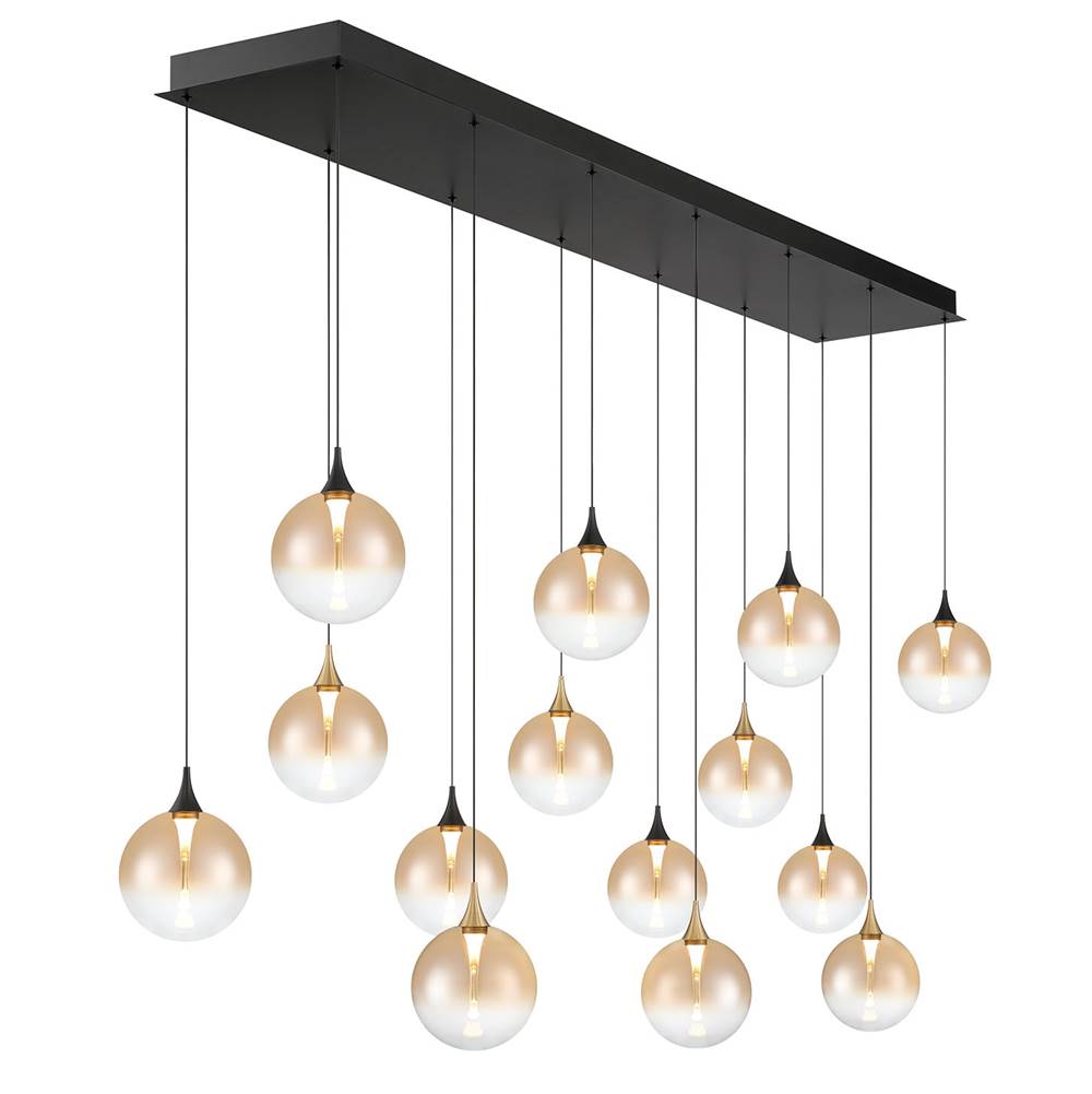 Eurofase 48940-030 Gold Black Mix Iissa, Chandelier, 14-light, 72'', Gold-black Mix, Amber Glass Image 2