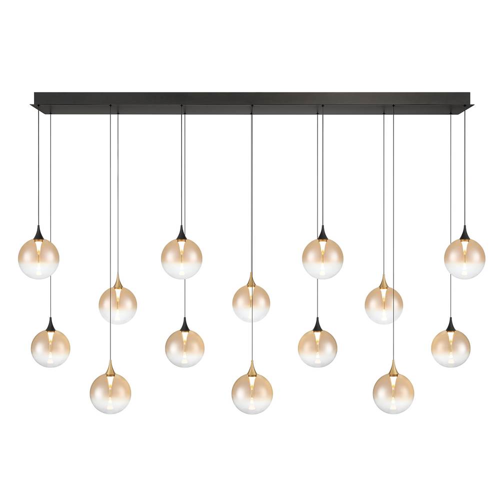 Eurofase 48940-030 Gold Black Mix Iissa, Chandelier, 14-light, 72'', Gold-black Mix, Amber Glass Image 1
