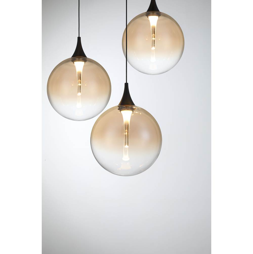 Eurofase 48929-035 Matte Black Iissa, Chandelier, 7-light, 21'', Matte Black, Amber Glass Image 6