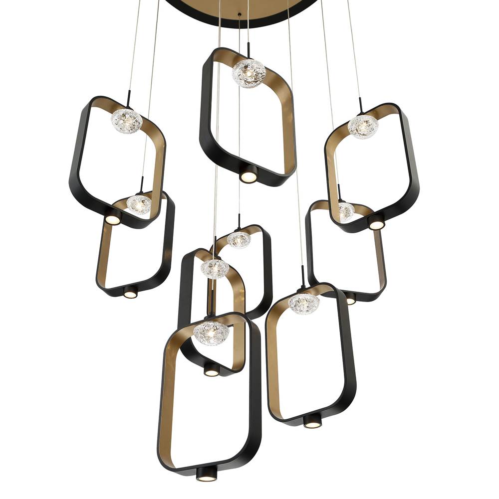 Eurofase 37079-017 Gold Black Mix Dagmar, Chandelier, 9-light, 33'', Gold-black Mix, Clear Glass Image 4