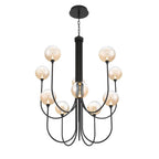 Eurofase Iissa, Chandelier, 10-light, 40'', Matte Black, Amber Glass