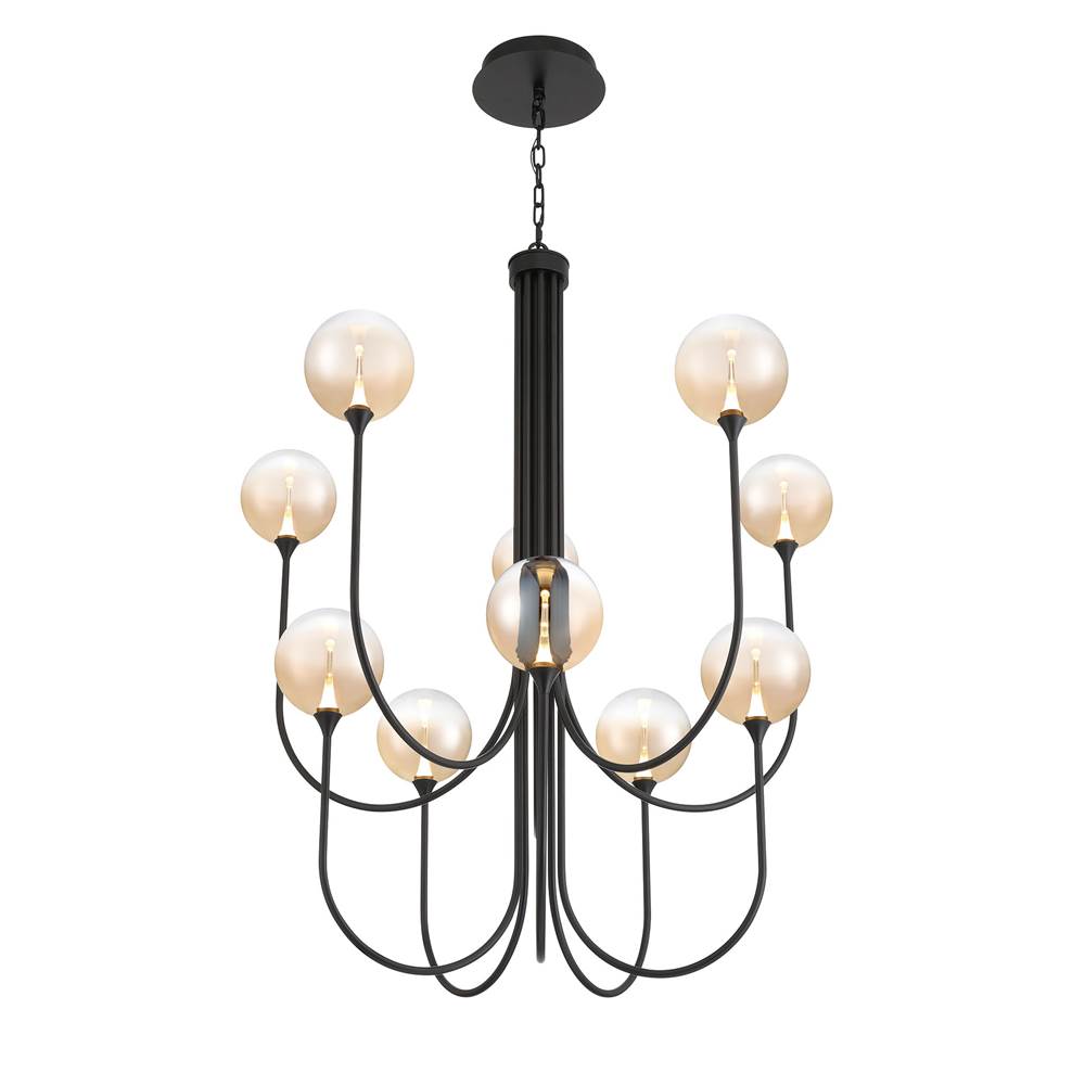 Eurofase Iissa, Chandelier, 10-light, 40'', Matte Black, Amber Glass