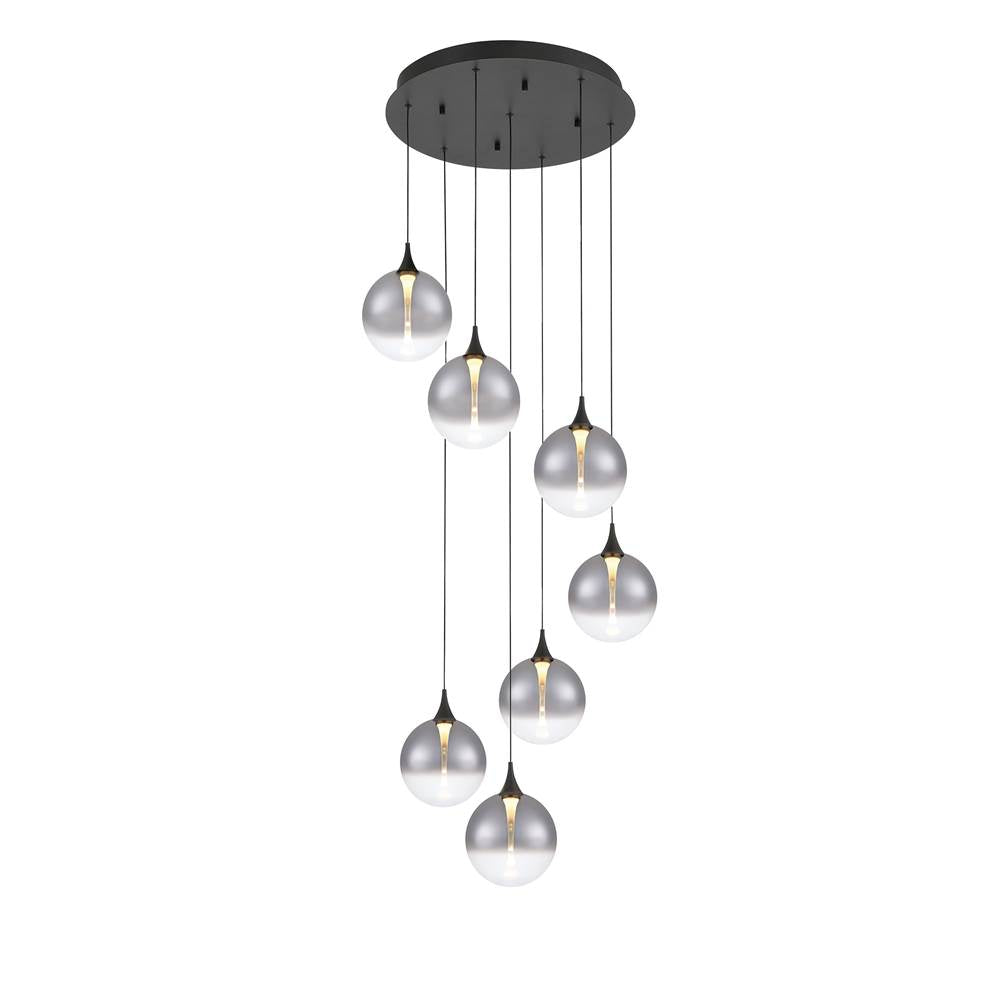 Eurofase 48929-028 Matte Black Iissa, Chandelier, 7-light, 21'', Matte Black, Smoked Glass Image 4