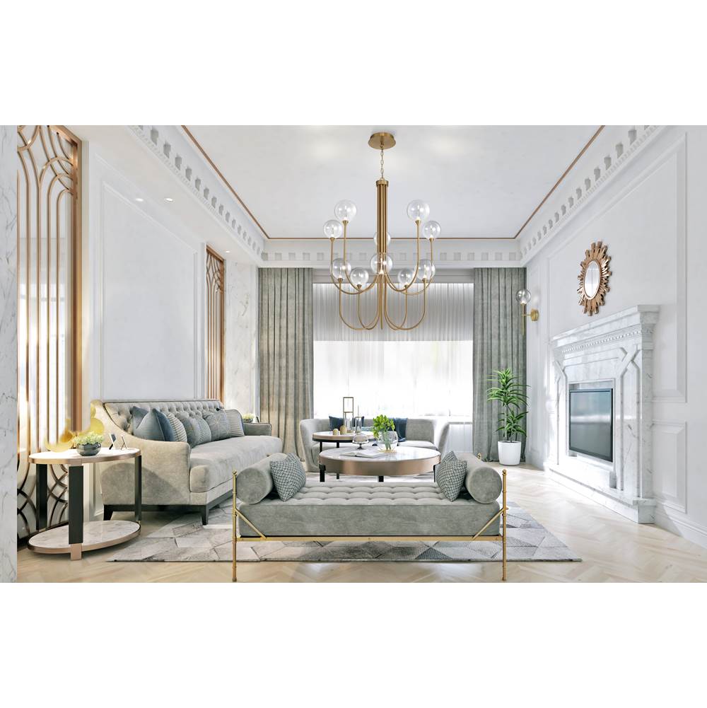 Eurofase 48925-013 Gold Iissa, Chandelier, 10-light, 40'', Gold, Clear Glass Image 2