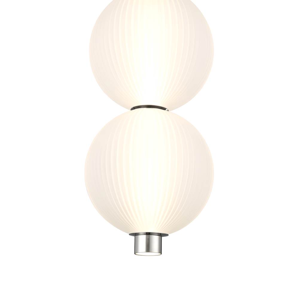 Eurofase 47190-023 Polished Nickel Palmas, Pendant, 2-light, 16'', Polished Nickel, White Glass Image 1
