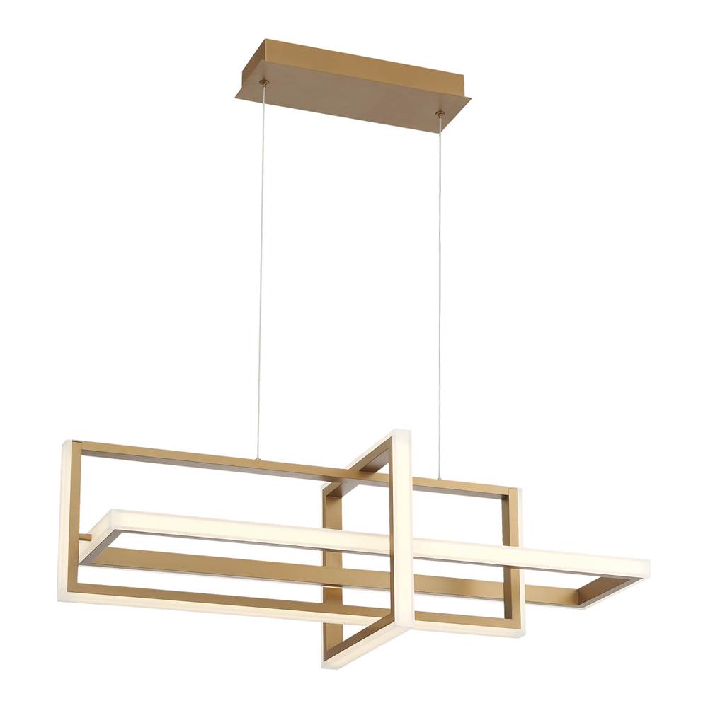 Eurofase 39323-026 Satin Gold Paint Bordo, Chandelier, 3-light, 38'', Satin Gold Paint, White Acrylic Image 1