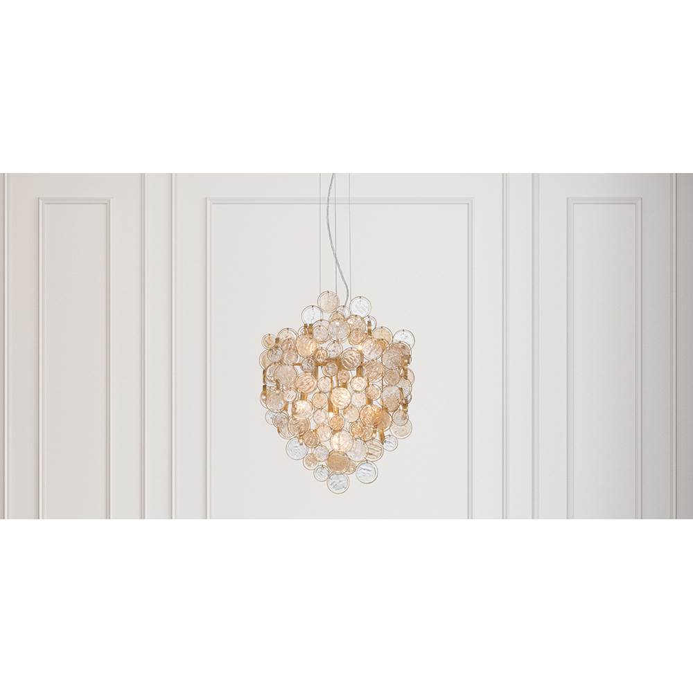 Eurofase 34030-026 Gold Trento, Chandelier, 7-light, 25'', Gold, Amber Glass Image 1