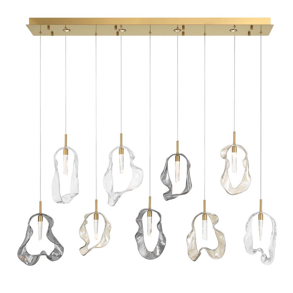 Eurofase 49239-010 Gold Norah, Chandelier, 9-light, 51'', Gold, Mixed Glass Image 1