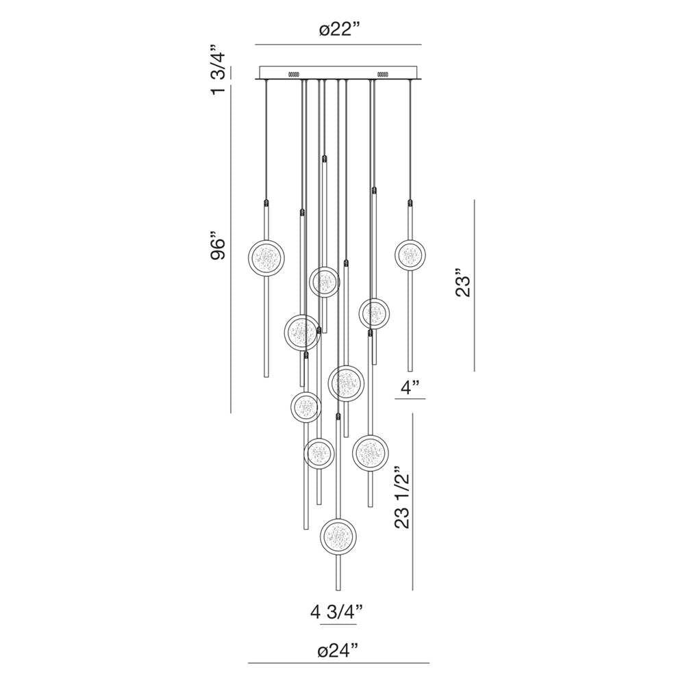 Eurofase 39464-019 Anodized Black Barletta, Chandelier , 10-light, 24'', Anodized Black Image 1
