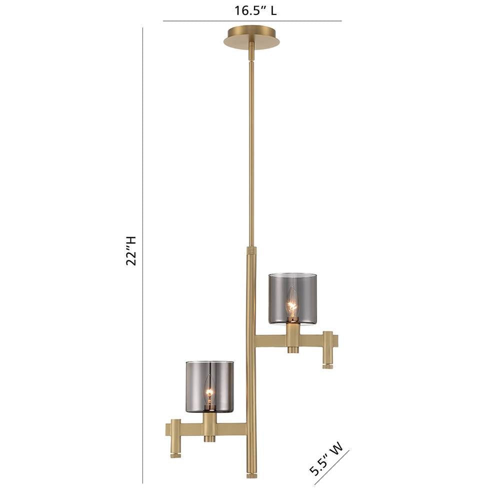 Eurofase 46520-012 Gold Decato, Chandelier, 2-light, 22'', Gold, Smoked Glass Image 1