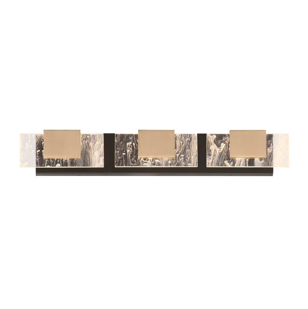 Eurofase 45346-019 Gold Black Mix Kasha, Vanity, 3lt, 28'', Gold-black Mix, Clear-white Acrylic Image 2