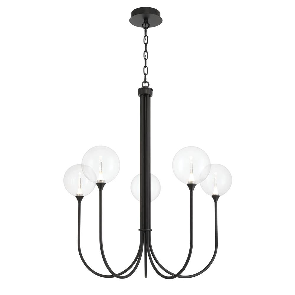 Eurofase 48923-019 Matte Black Iissa, Chandelier, 5-light, 34'', Matte Black, Clear Glass Image 2