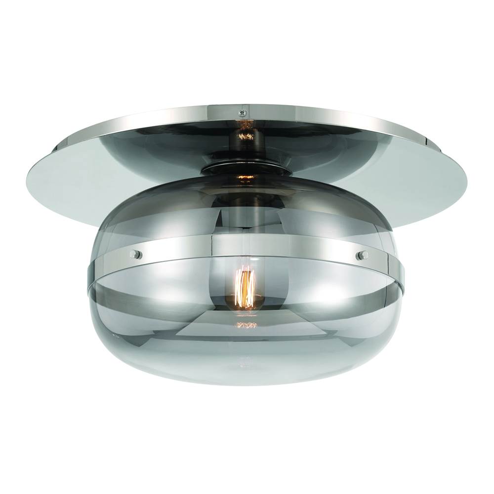 Eurofase 37087-021 Polished Nickel Nottingham, Flush Mount, 14'', Polished Nickel, Smoked Glass Image 3
