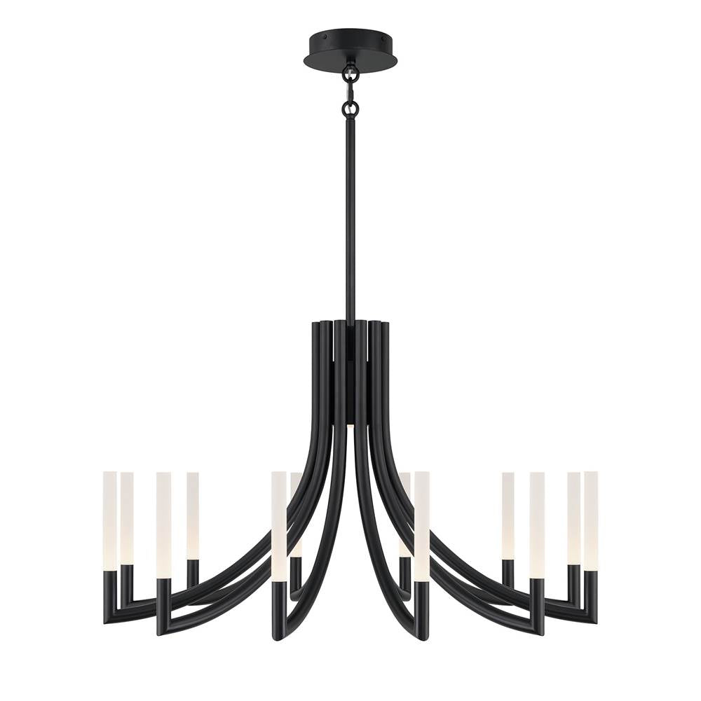 Eurofase 49011-036 Matte Black Olette, Chandelier, 12-light, 36'', Matte Black, Frosted Acrylic Image 3