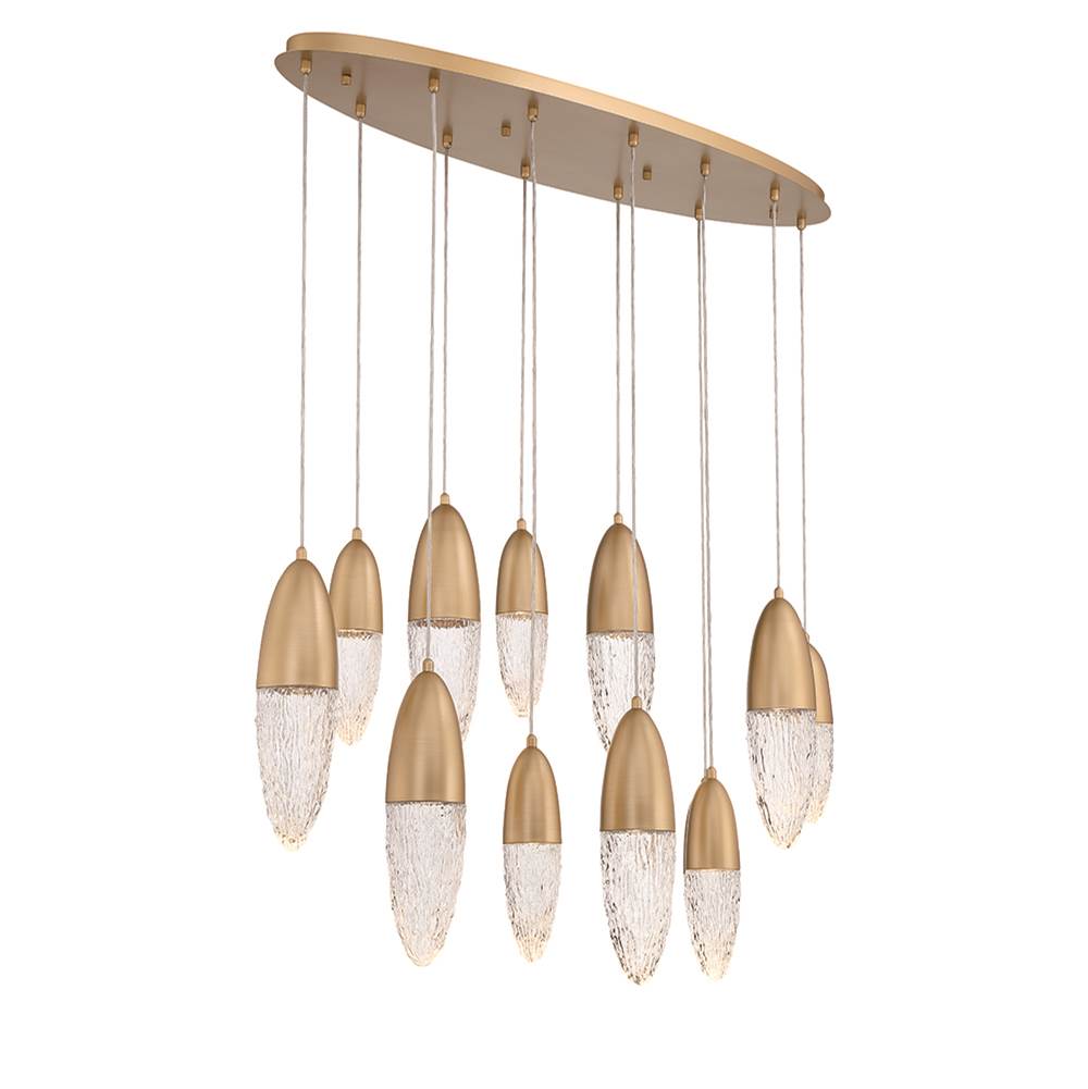 Eurofase 43861-035 Satin Gold Paint Ecrou, Chandelier, 12-light, 44'', Satin Gold Paint, Clear Glass Image 3