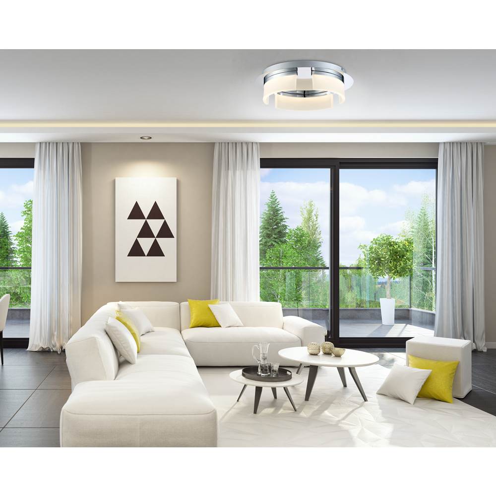 Eurofase 31798-013 Chrome Bria, Flush Mount, 11'', Chrome, White Acrylic Image 2